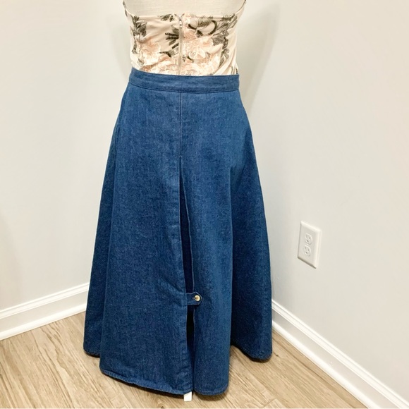 Vintage Denim Maxi Skirt - Vintage 11-12 - FITS LIKE 6/8 - Picture 2 of 14